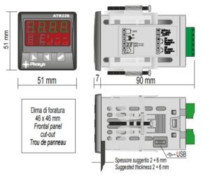 ATR226-temperature-controller-dimmensions