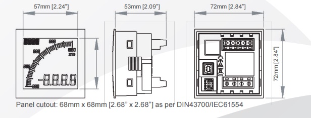 APM digital ammeter 72 Cut out