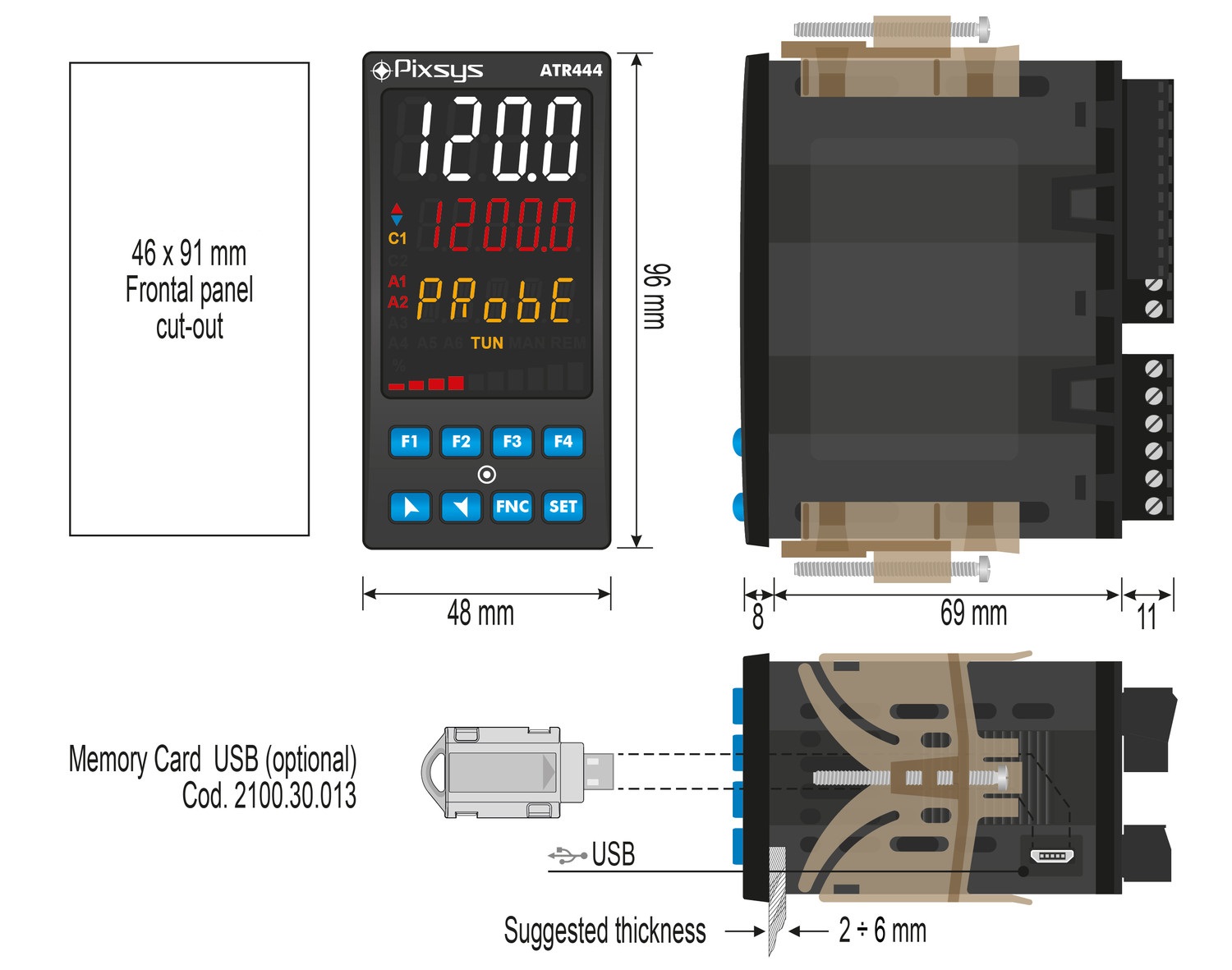 ATR444 Temperaure controller size