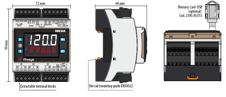 DIN Rail Control Dimmensions