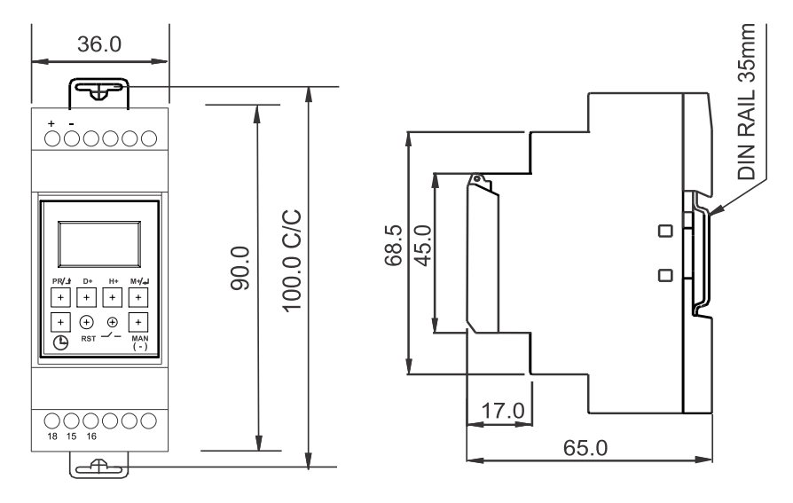 GIC-67DDT0-24-Hour-Time-Switch-Dimmensions