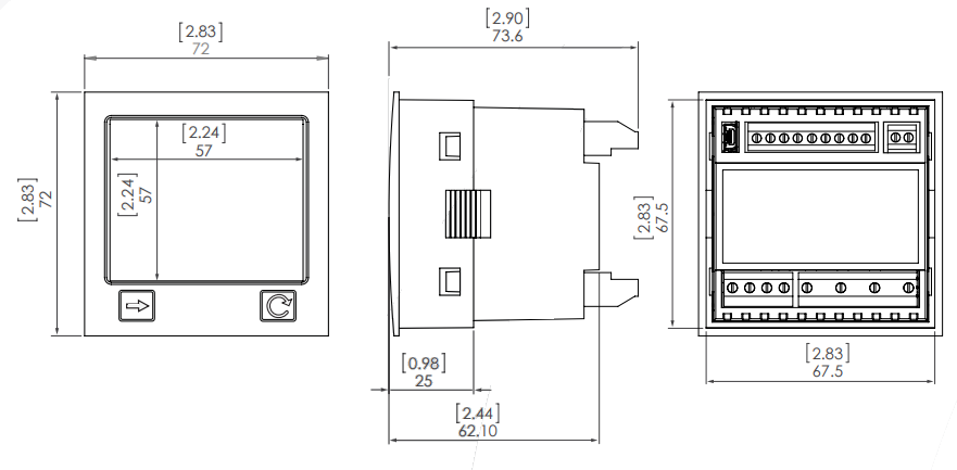 Power-Meter dimmensions