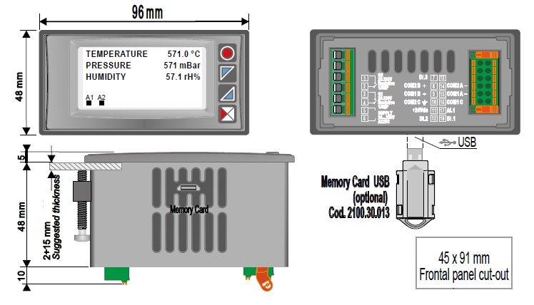 Modbus Display Dimmensions