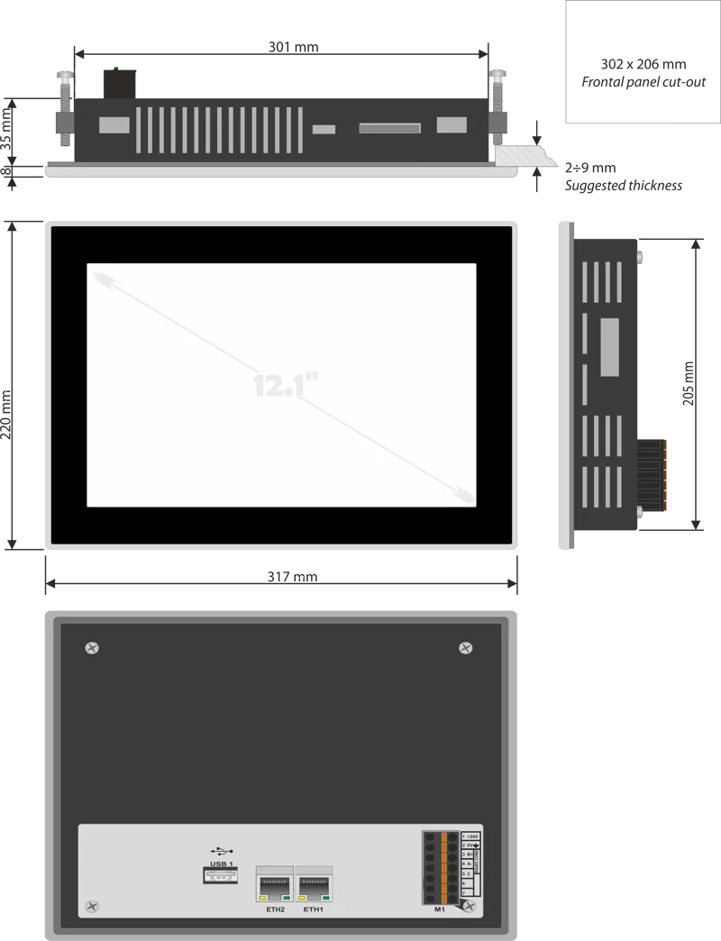 TD820-2ETH-AD-HMI-Dimmensions