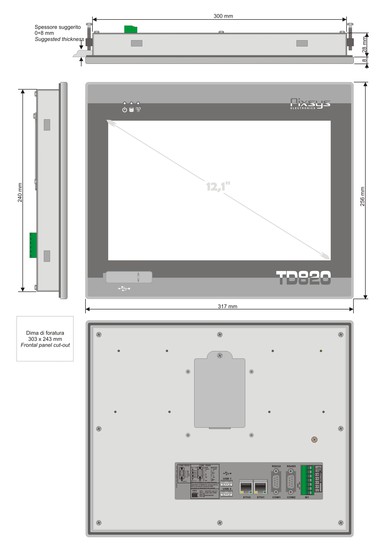 TD820-HMI-Dimmensions