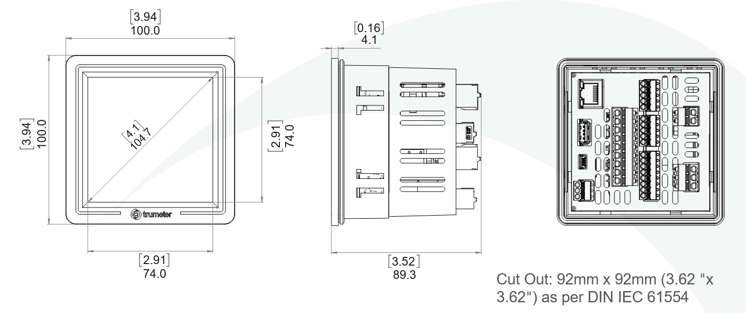 VT-PROC-LV Multi-channel digital display dimmensions