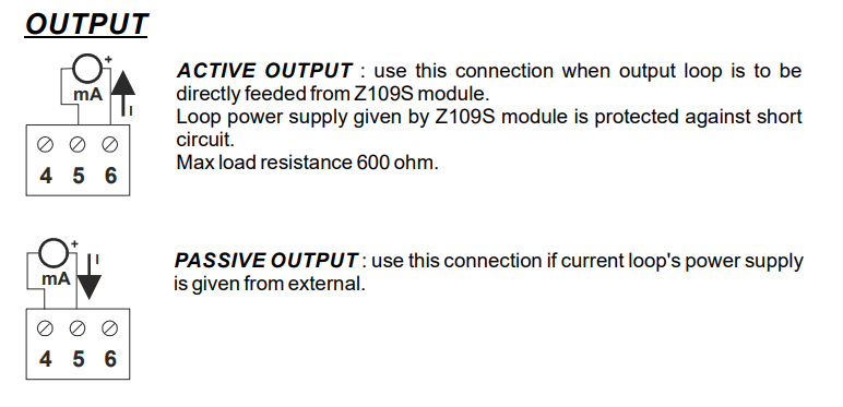 connections output 4-20mA isolator